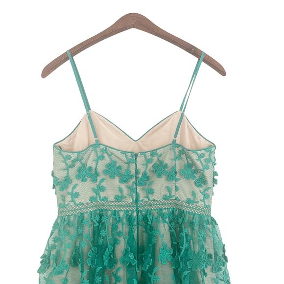 VICI Pascal Tiered Crochet Lace Midi Dress Teal Green XS - Picture 8 of 12